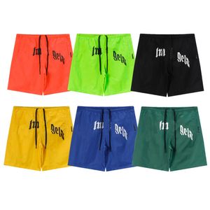 SS New Shorts Men's Nylon Double Layer Quick Drying Mesh Letter Printing Casual Split Shorts