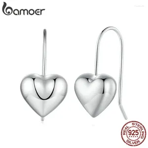 Серьги-гвоздики BAMOER, массивное серебро 925 пробы для женщин, легкий гипоаллергенный обруч в форме сердца для девочек