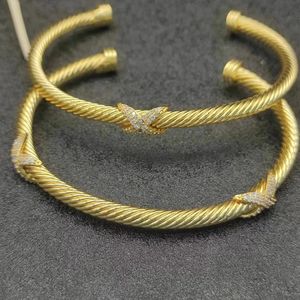 X 4MM Bangle Bracelet For Women High Quality Station Cable Cross Collection Vintage Ethnic Loop Hoop Punk Jewelry 240131