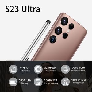 S23 Ultra Smartphone 5G Оригинальный Android 6,7 -дюймовый HD Full -Exan Face Id 16 ГБ+1 ТБ Мобильные телефоны Глобальная версия 3G 4G Сотовый телефон