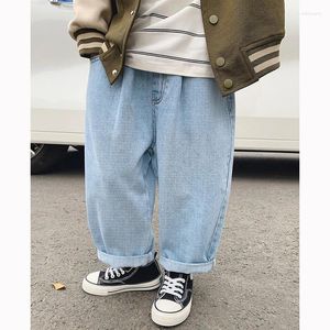 Pantaloni autunno 3-12 anni ragazze jeans pantaloni per bambini in denim in denim morbido gamba larga casual sciolta dritta