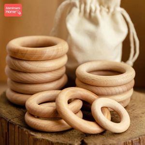 Mamihome 50pc 40mm-70mm Beech träringar baby teether bpa gratis trä blank gnagare diy sjuksköterska armband barnvaror leksaker 240125