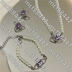 Empress Dowager Xis Dream Saturn Romantic Universe Purple Love Planet Pearl Sweet Cool Temperament Necklace Bracelet Earrings Female Uwit