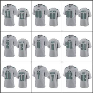 Philadelphia''Eagles''Men #62 Jason Kelce 2 Darius Slay Jr 6 DeVonta Smith 11 A.J. Brown Women Youth''NFL Gray Custom Atmosphere Fashion Game Jersey