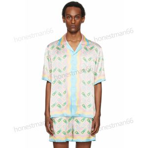 Casablanca 24SS Nya flerfärgade ping pong skjortor klassiska män och kvinnor designer knappskjorta silke kort hylsa skjorta casablanca hawaiian topps