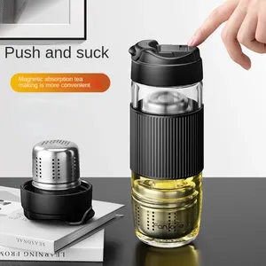 Water Bottles Creative Tea Glass Magnetic Infuser With Magnet Separable Filter Bottle For Travel Car Business Maker