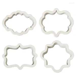 Stampi da forno 4 Pz/lotto Targa Vintage Cornice Taglierina Del Biscotto Set di Plastica Stampo Per Biscotti Torta Fondente Che Decora Gli Attrezzi Stampi Artigianali Per Lo Zucchero