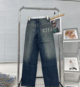 Nowe dżinsowe dżinsowe spodnie z literami Budge CC dla Lady Slim Denim Pant Long Prosty Blue Vintage Jean Classic Ubranie