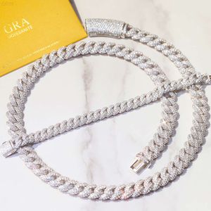 Yu Ying Hip Hop -kedja 6mm 9mm 13mm 2 rader 925 Silver Iced Out Necklace D/VVS Moissanite Men Necklace Bling Cuban Link Chain