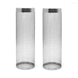 Tools 2Pcs Rolling Grilling Basket Camping Grill Greatest Ever Round Stainless Steel Mesh