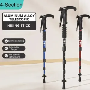 Trekking słupów 4-sekcja przenośny Fold Fold Walking Turing Stick Stoy Telescopic Club na starsze kemping 1pc