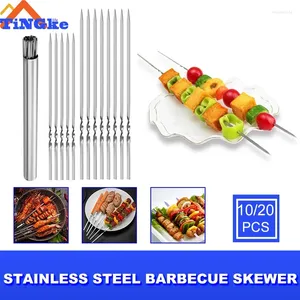 Narzędzia 10/20PCS Zablanie ze stali nierdzewnej Szyszek wielokrotnego użytku BBQ Skewers Kebab Żelazny patyk do gotowania piknikowego na świeżym powietrzu