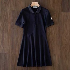 Basic & Casual Dresses Designer women dress Polo collar pure color whiteblackblue sport waist slim dress summer cotton T-shirt skirt 10IJ