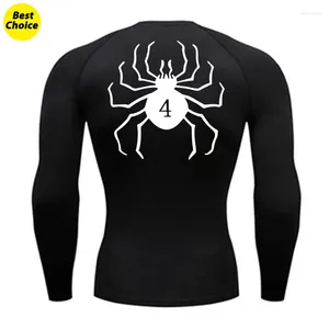 Herren-T-Shirts mit Spinnen-Aufdruck, langärmlig, Kompression für Männer, Fitnessstudio, Workout, Unterhemd, schnell trocknend, dehnbar, athletische Rashguard-Basisschicht-Oberteile