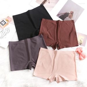 Calcinha feminina mulheres boxers de seda gelo boxer briefs senhoras elasticidade caixa respirável roupa interior feminina sem costura lingerie sólida