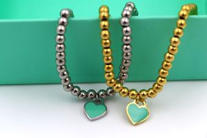 Braccialetti con ciondolo a forma di cuore con perline da 4 mm di buona qualità Braccialetti di design di marca Gioielli da donna Braccialetti con ciondolo classici in acciaio inossidabile di moda Regalo di Natale