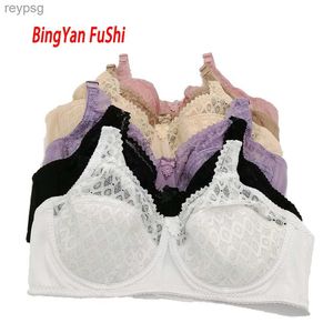 Bras Bras MOM Women Sexy Lace Bra Underwire Gather Adjustment Lingerie Cotton Push Up Bras Underwear Big B C D E Cup Plus Size 34-46 C18 YQ240203