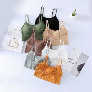 Camisoles Tanks女性のセクシーなシームレスなサスペンダーブラジャーブラザブルチェストパッド - 下着胸肉ラップランジェリー