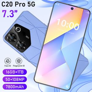 New C20 Pro5g Cross-Border Mobile Phone 7.3-Inch 3 64G Leather Pattern Back Cover Foreign Trade Android Smartphone Source Manufacturer
