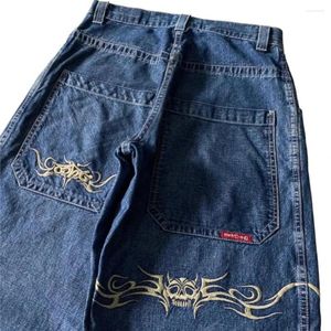 Męskie dżinsy streetwear jnco y2k harajuku hip hop grafika retro niebieskie workowate dżinsowe spodnie męskie damskie spodni z szeroką talią
