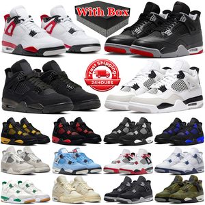 With box Bred Reimagined jumpman 4 basketball shoes men women 4s Fire Red Cement University Blue Thunder Military Black Cat mens trainers sports outdoors sneakers