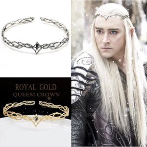 Hårklipp film Elves King Round Crown Tiara Women Waterdrop Zircon pannband Bröllop Brudtillbehör smycken Cosplay Headwear Gift