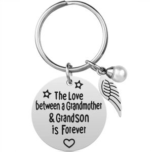 Keychains Lanyards Stainless Steel Thelovebetweenagrandmother Grandmother Love Between Key Chain Drop Delivery Otihu