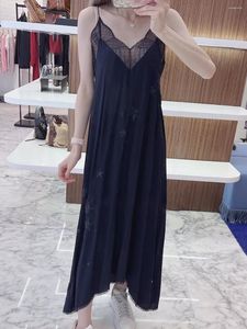 Casual Dresses Zessam Star Drill Graphic Print Women Dress Summer V-ringad Lady Slip Long Kirt Classic Femme 2024