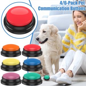 4/6 pçs botões de treinamento do cão graváveis com luz pet interativo cão gato pet treinamento buzzer falando botão inteligência brinquedo 240130