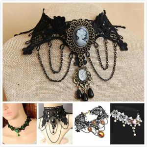 Chokers vintage wiktoriańska lolita gotycka koronkowa naszyjnik wampir cosplay kostium choker halloween koktajl wieczorny sukienka biżuterii 273o