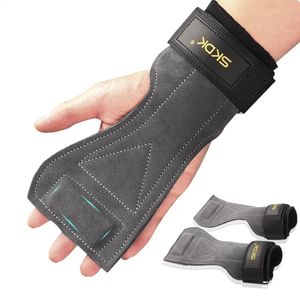 Cowhide Gym Rękawiczki chwytowe przeciwpośrednie ciężar zasilający podkładki podnoszące Martwy Ćwiczenie Pasek Crossfit Rękawiczki fitness Ochrona dłoni 240123