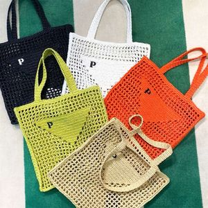 Damskie męskie słomka Raffii plażowa torba na zakupy klasyczny sprzęgło Trójkąt ramię designerskie torby splotowe torebki crossbody torebka moda portfelowa torba weekendowa