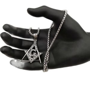 Retro Silber Free Masonry Anhänger Halskette 14k Gold Halskette Golden Free Mason Symbol Hip Hop Halskette Schmuck