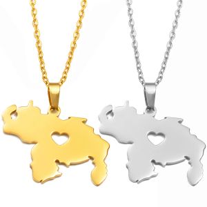 Venezuela Map Pendant Halsband 14K Guldsmycken Venezuelanska smycken