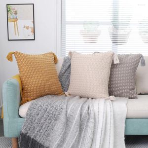 Kissen-Quasten-Tufting-Sofa-Einrichtungsbezug, marokkanischer Stil, Wolle, gewebter Überwurf für Heimdekoration, HT-CTPJC-A