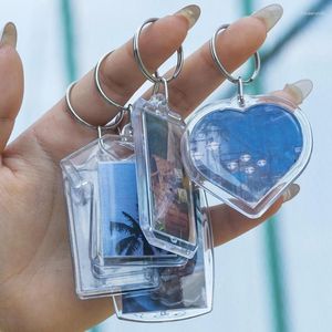 Keychains Creative Rectangle Transparent Blank Clear Acrylic Insert PO Picture Frame Keyring Keychain DIY Split Ring Key Chain Gifts