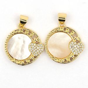 Pendant Necklaces Fashion Shell Round Heart Gold Plated Zircon Charm Jewelry DIY Making Married Couple Accessories Gift