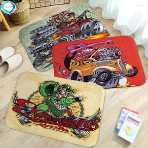 Carpets 1PCS 40x60cm Rat Fink Printed Doormat Baby Bedroom Carpet For Kitchen Door Decorative None-slip