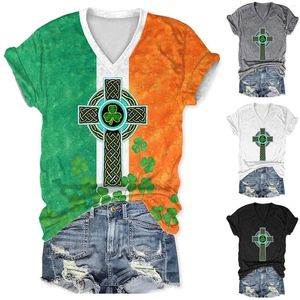 Damskie koszule Vintage St.'s Day Irish Knot Print Shirt Bluza Women Cute Trendy swobodne krótkie bluzki dla kobiet 4x