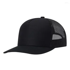 Ball Caps 5 Pannel High Crown Baseball Cap For Men Women Flat Bill Snapback Mesh Back Trucker Hat 112 HIP HOP Street