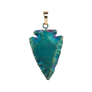 Hänge halsband naturliga agat sten obsidian pil polerad smyckekniv halsband tillbehör lycklig charm för juvelera tillverkning