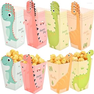 Confezione regalo 4 pezzi/set cartone animato dinosauro scatola di popcorn biscotti caramelle sacchetto di imballaggio carta di compleanno per animali della giungla per bambini