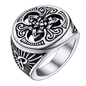 Cluster Rings U7 Irish Celtic Knot Ring Antik svart rostfritt stål Triquetra Signet för män hiphop smycken storlek 7 till 12 R202