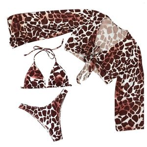 Mulheres de banho mulheres sexy push-up acolchoado sutiã praia bikini conjunto leopardo impressão maiô grande tamanho natação terno wear