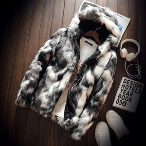 Winter Parka Men's Warm Plus Fleece Faux Fur Fox Fur Casual Jacket Mens Hooded Jacket Thick Boutique Fashionable Male Slim Coats 240123