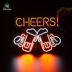 مخصصة 3D Neon Beer Sign Coffee مفتوحة هتافات شكل الجيتار مصابيح داخلية ليلية لايت لار XMS بار غرفة ديكور المنزل 225V