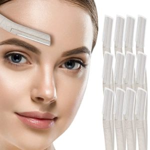 Pack of 12 Biodegradable Eyebrow Razor Eco Friendly Hair Trimmer Wheat Straw Women Face Dermaplaning Blades Kit 240131