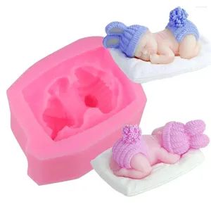 Stampi da forno Stampo per sapone fondente in silicone 3D che dorme per bambini Antiaderente per caramelle per doccia Strumento per decorare torte per feste di compleanno