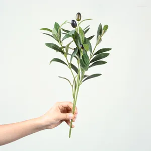 Decorative Flowers Artificial Olive Green Leaves Tree Branch Spring Fruit Plant Po Props Home Wedding Decor Flower Arrangement Supply