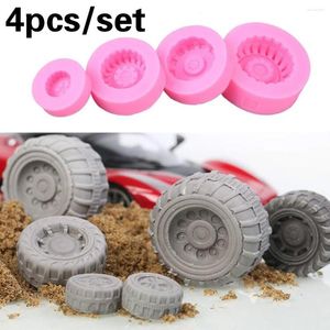 Baking Moulds 4PCS/Set Silicone Cake Mold Tires Wheel Pattern DIY Bakeware Fondant Muffin Chocolate Cupcake Molds Tools